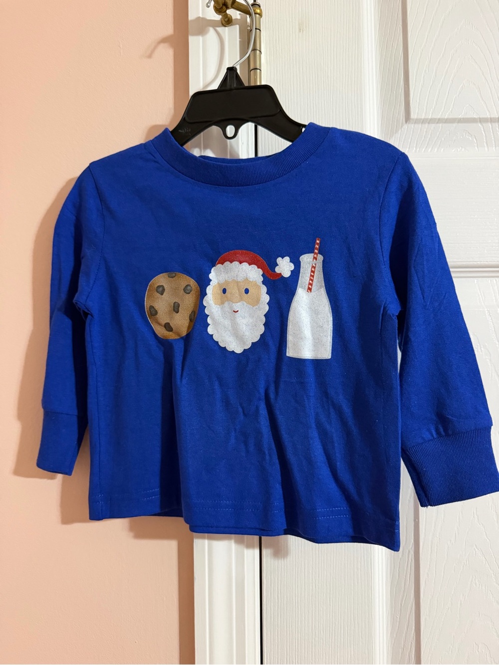 Rabbit Skins Royal Blue Long-Sleeve Santa, Cookie & Milk Tee